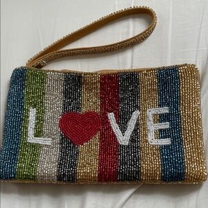 Colorful Beaded Clutch with LOVE Design